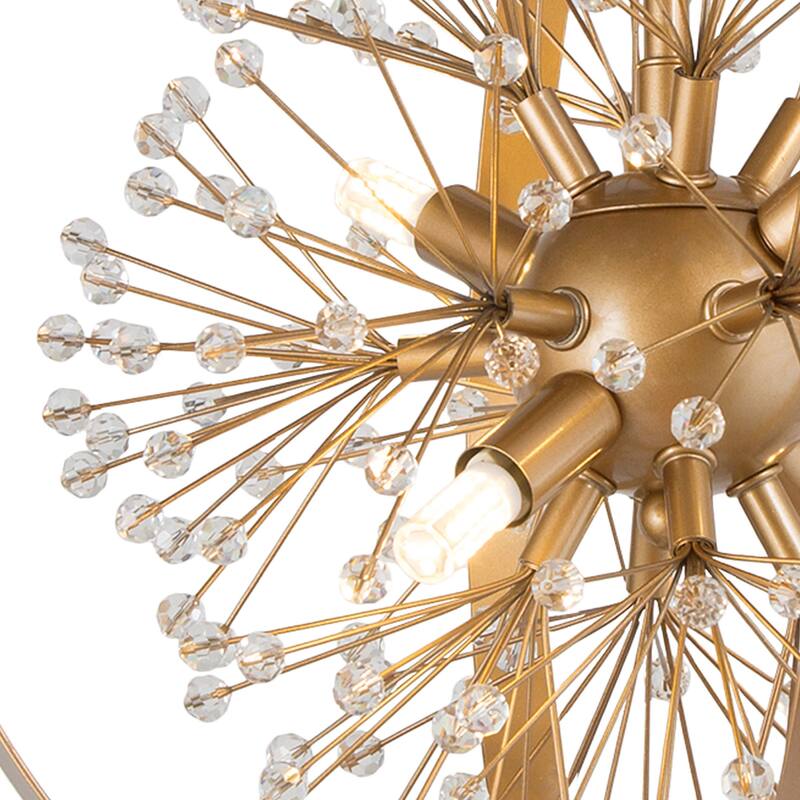Mid-Century Modern Art Crystal 4-light Globe Semi-flush Mount Light for Foyer - D 15'' x H 20''
