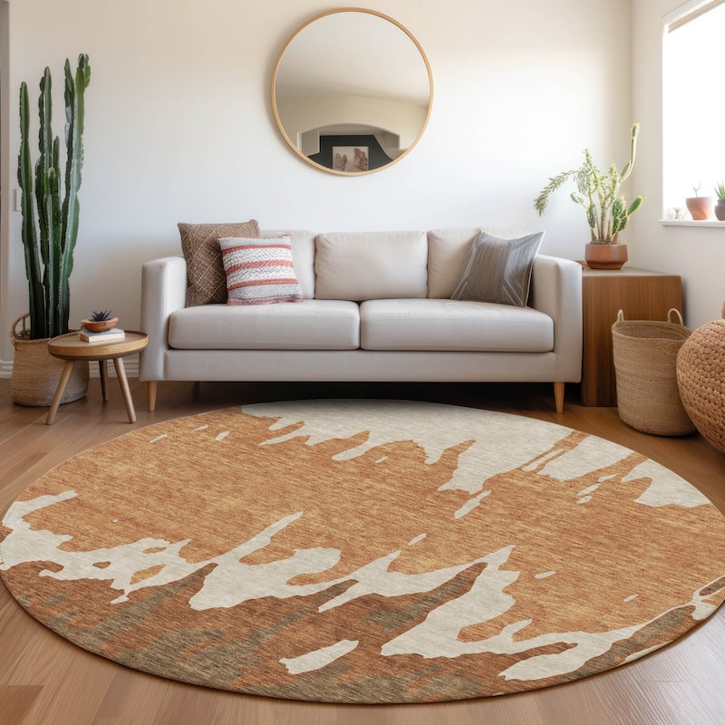 Premium Washable Super Soft Modern Drama Mayfield Rug - Paprika - 8' x 8'