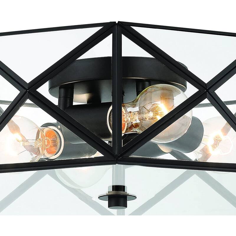 4 - Light 16.93" Unique/Statement Geometric Flush Mount - 5.91"H x 16.93"W x 16.93"D