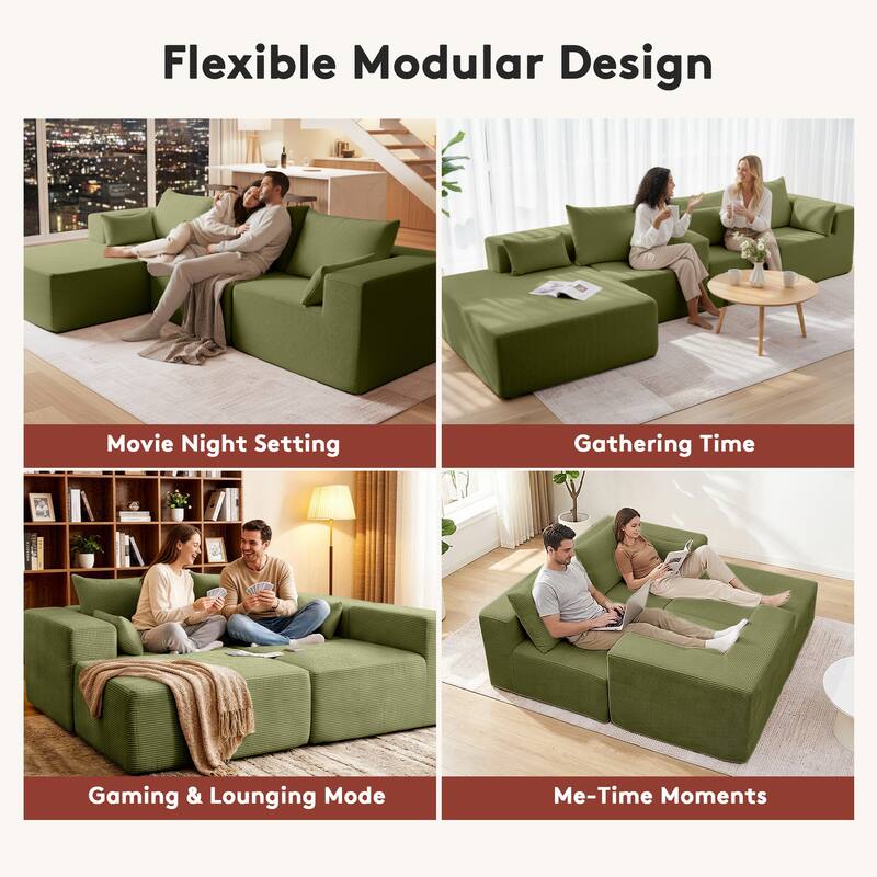 Modern L-Shaped Cloud Modular Sectional Sofa with Chaise Lounge