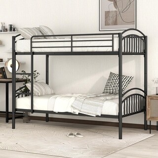 Twin Over Twin Metal Bunk Bed, Separate into 2 Beds, Black