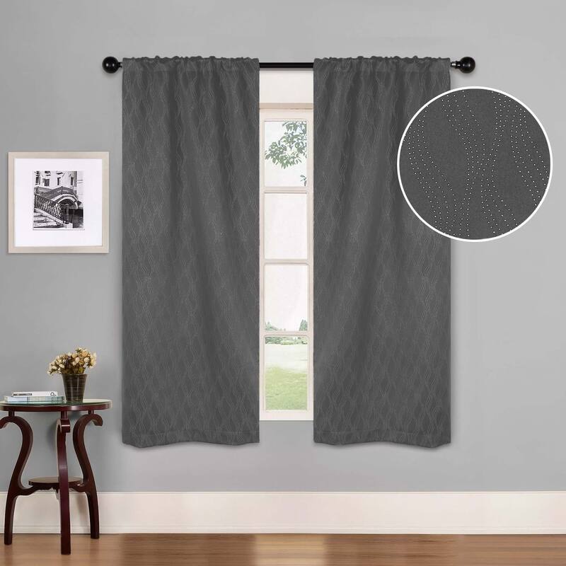 Superior Zuri Washable Room Darkening Curtains, Set of 2 Panels - 26"x63" - Charcoal