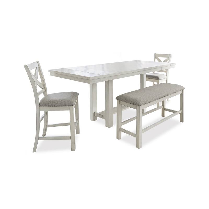 Signature Design by Ashley Robbinsdale Gray/White Counter Height Dining Table and 2 Bar stools and Bench