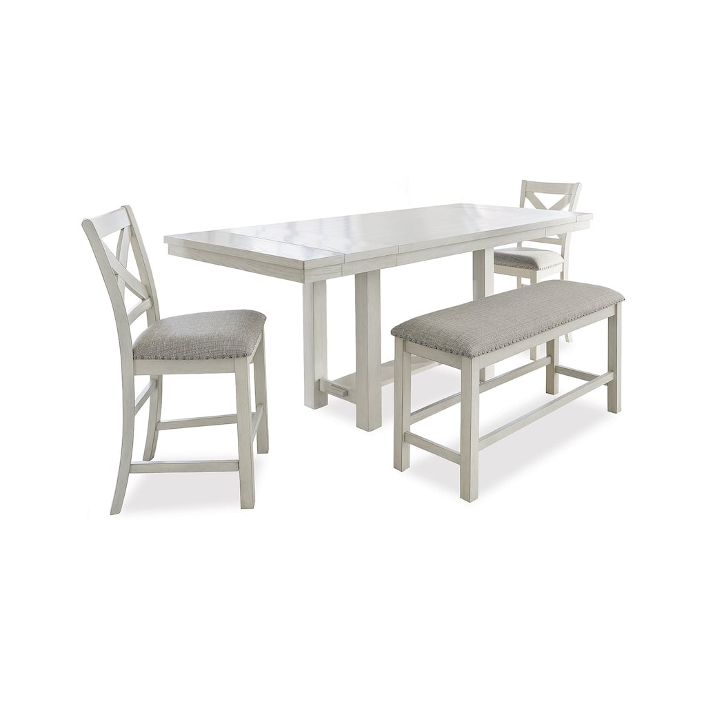 Signature Design by Ashley Robbinsdale Gray/White Counter Height Dining Table and 2 Bar stools and Bench