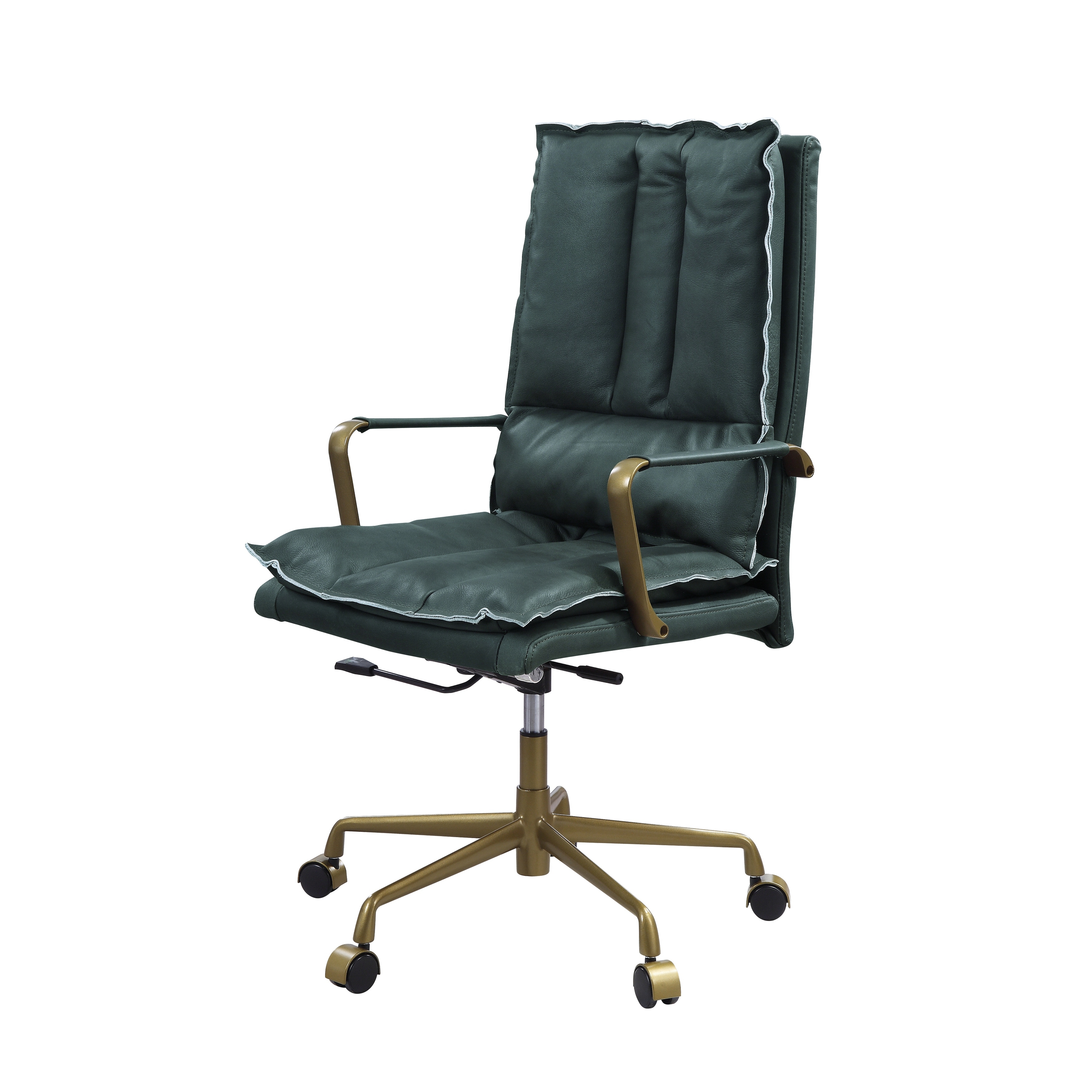 Vintage Gray Leather Ergonomic Desk Chair with Height Adjustment and Swivel for Extra Back Lumbar Support 360 Degree Swivel