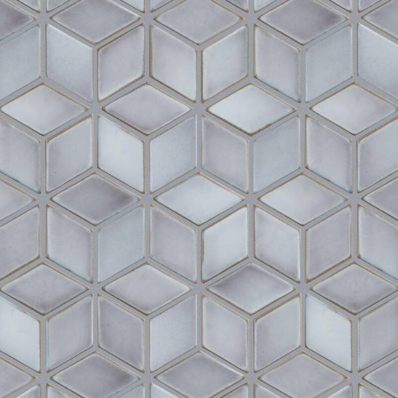 Merola Tile Hudson Rhombus Grey Eye 10-1/4" x 11-3/4" Porcelain Mosaic Floor and Wall Tile