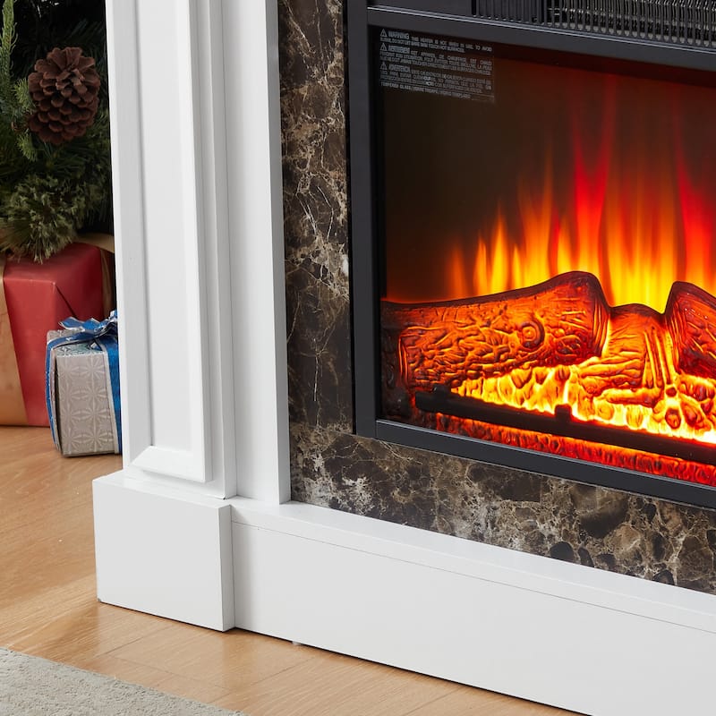 GDFStudio - Hearthstone Traditional Storage Electric Fireplace with Mantel and Realistic LED Flame