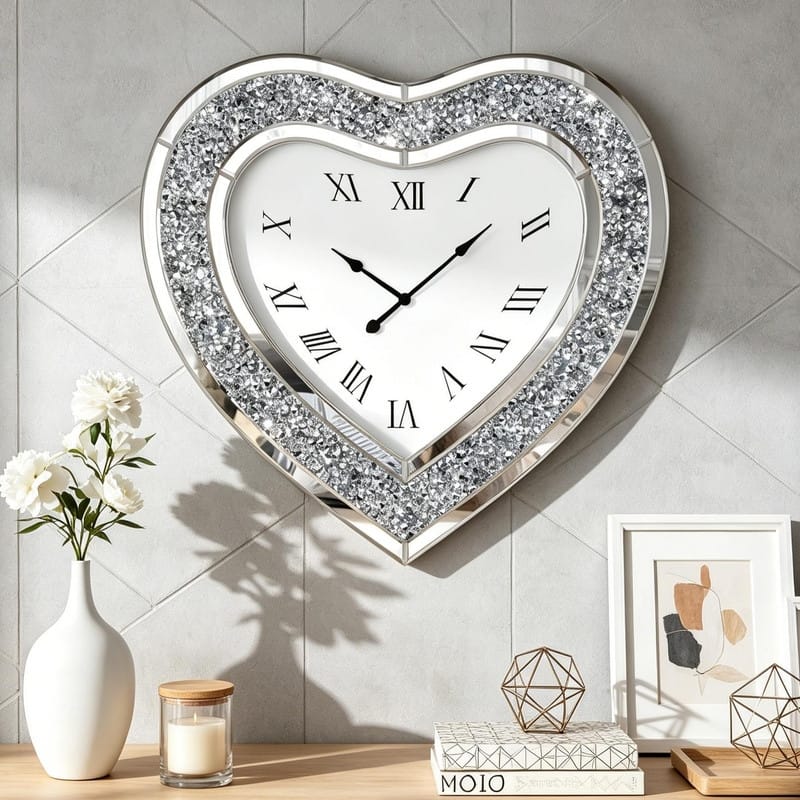 Mirrored Silver Wall Clock