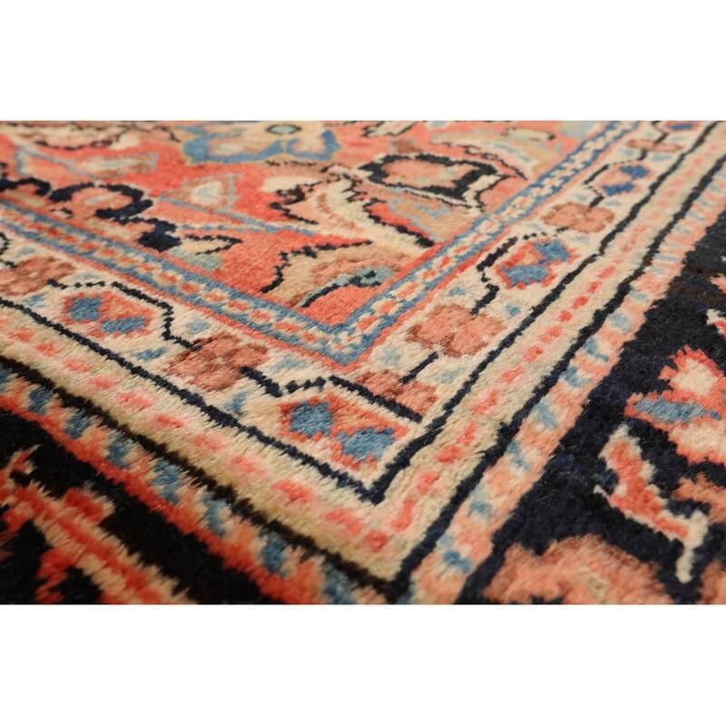 Hand Knotted Mahal Salmon, Black Wool Traditional Oriental Area Rug - 10' 6'' x 13' 3''