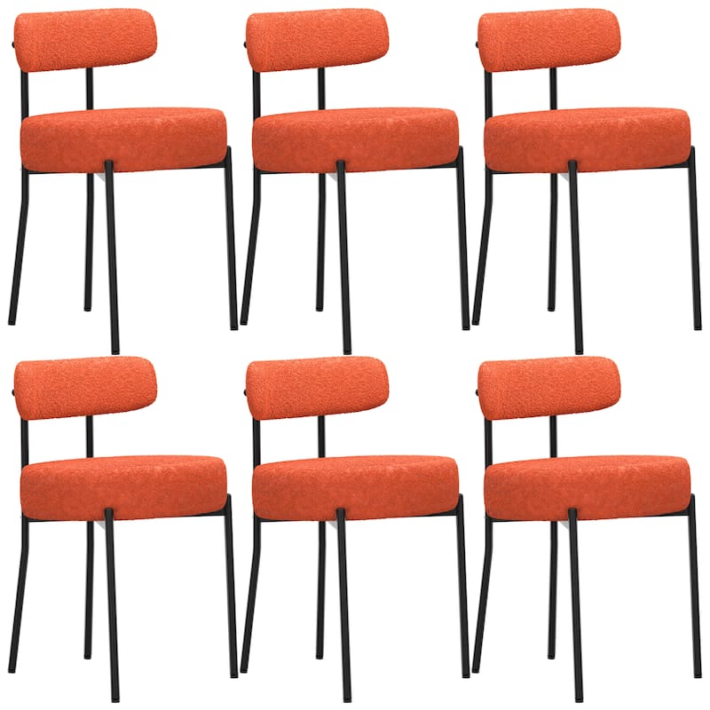 XINMICS Upholstered Boucle Dining Chairs with Black Metal Legs