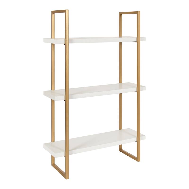 Kate and Laurel Leigh Wood and Metal Wall Shelf - 20x30 - White and Gold