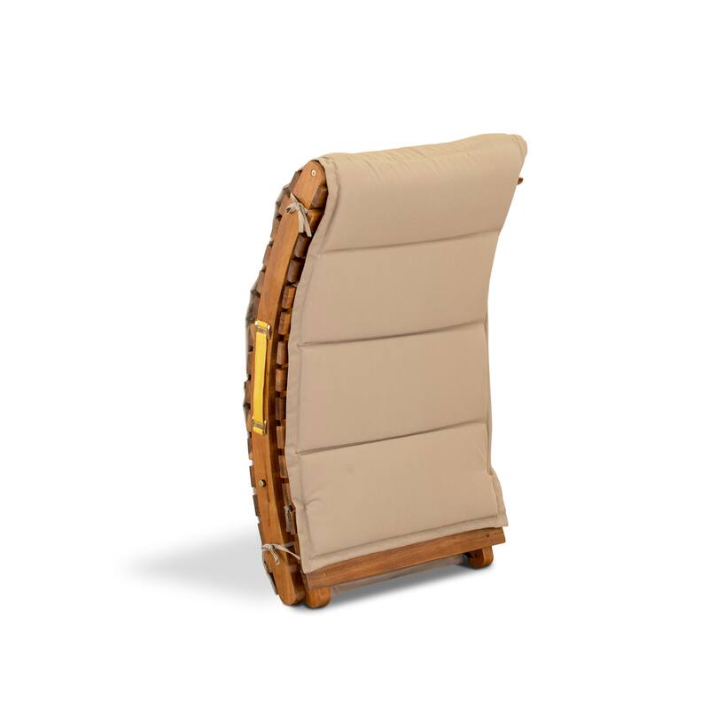 East West Furniture Helena Patio Chaise Lounge - Outdoor Acacia Wood Sunlounger Chairs for Poolside, Deck, Lawn, Natural Oil