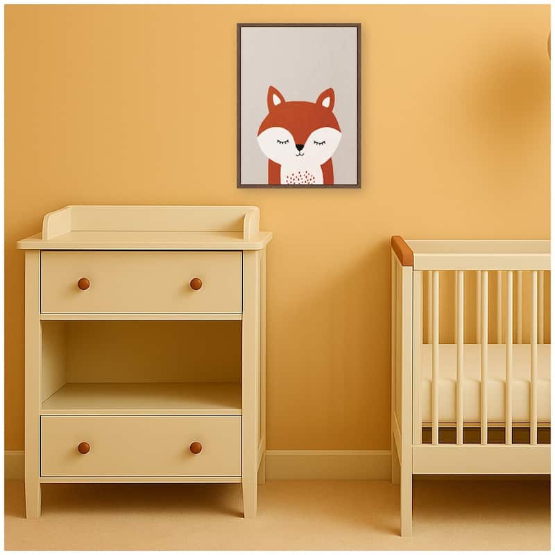 Kate and Laurel Fox by July Art Prints Framed Canvas Wall Art Print