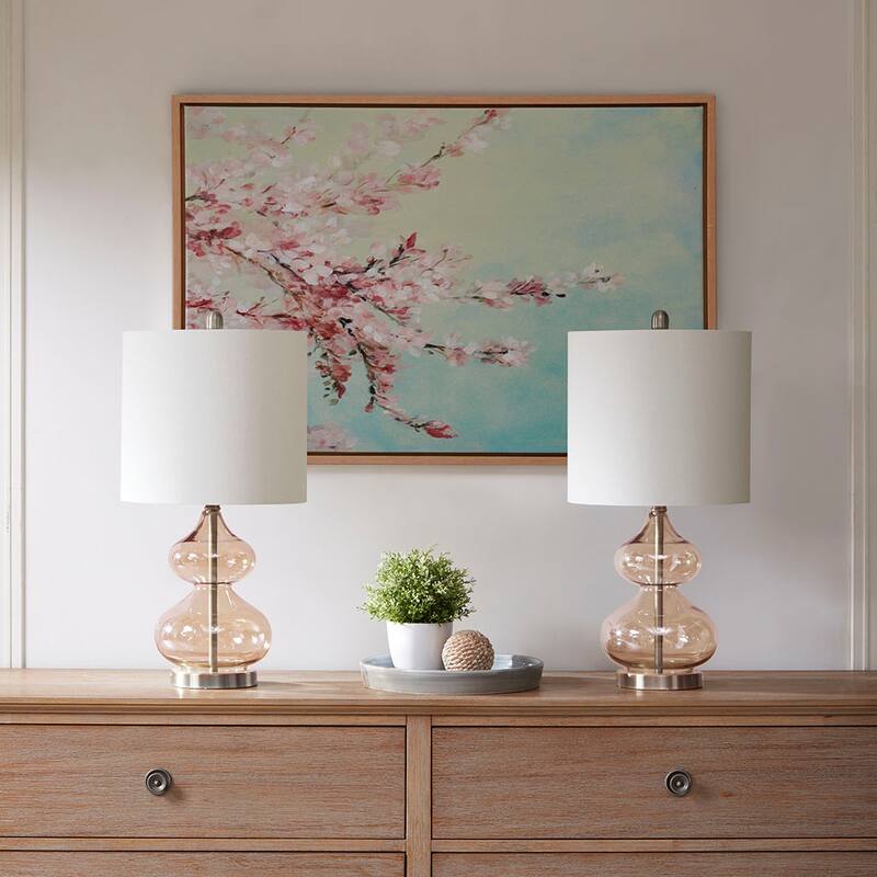 Ellipse Curved Glass Table Lamp, Set of 2 for living room,bedroom,and dining room