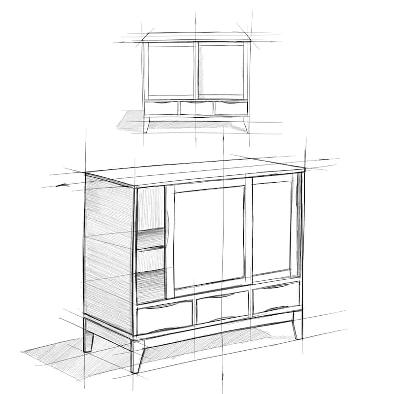 WYNDENHALL Pearson SOLID HARDWOOD 48" Wide Modern Medium Storage Cabinet - 48"w x 17"d x 42" h
