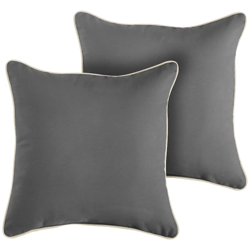 Charcoal Grey with Ivory Corded Indoor/ Outdoor Pillow Set (Set of 2)