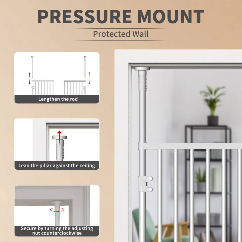 Adjustable Extra Tall Pet Gate, Pressure Mounted, for Cats and Pets