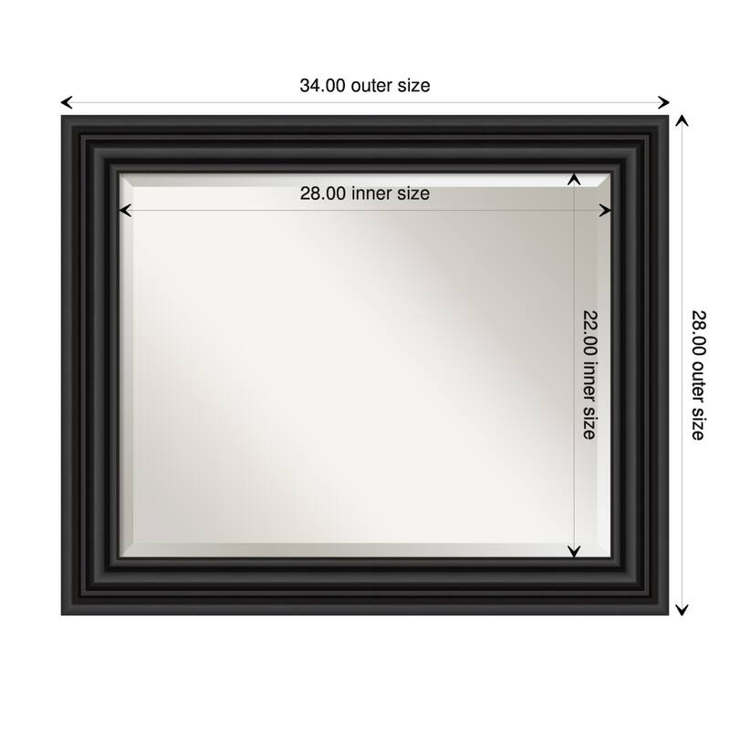Beveled Wall Mirror - Colonial Black Frame - Colonial Black - 34 x 28-inch
