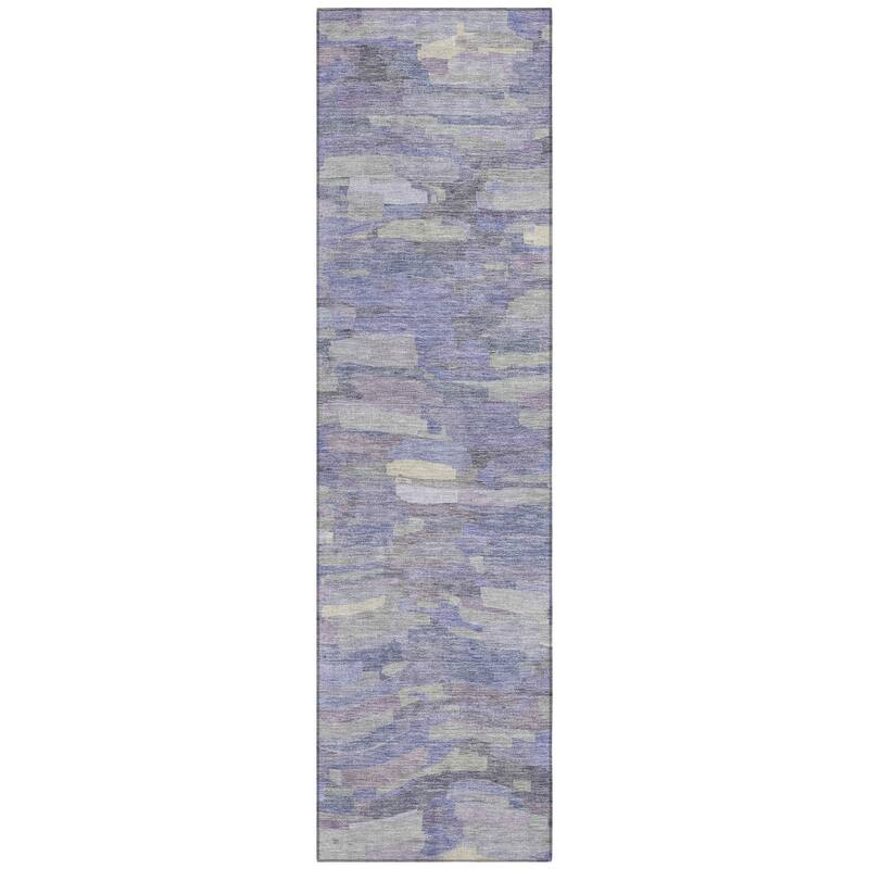 Machine Washable Indoor/ Outdoor Abstract Rock Chantille Rug