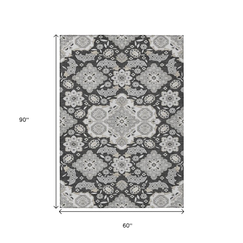 HomeRoots Medallion Traditional Rectangle Outdoor Rug