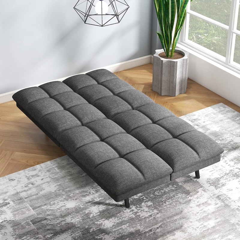 Futon Sofa Bed, Memory Foam Foldable Couch Convertible Loveseat Sleeper Daybed with Adjustable Armrests for Small Space