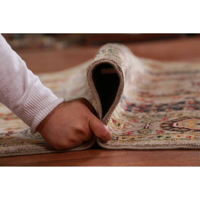 Hand Knotted Oriental 100% Wool Carpet Traditional Geometric Beige & Ivories Kazak Area Rug - 5' 8'' X 4' 0''