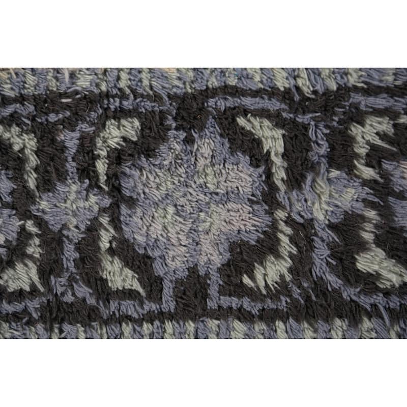 Trellis Plush Moroccan Shaggy Oriental Rug Hand-Knotted Wool Carpet - 4'10" x 7'11"