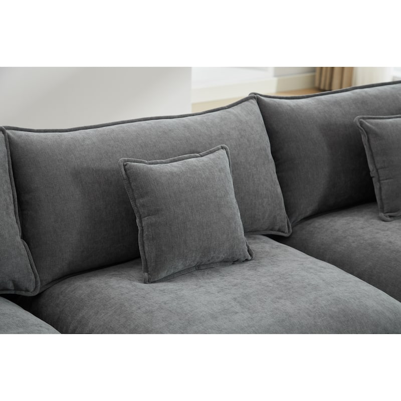 99" Chenille L-Shaped Sectional Sofa with Ottoman and 3 Seater