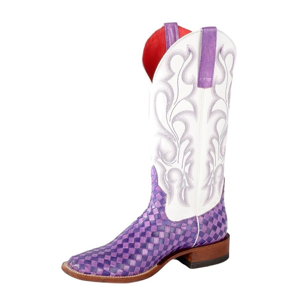 purple and white cowboy boots