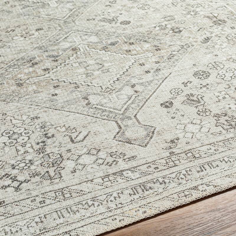 Livabliss Verninac Distressed Medallion Printed Washable Rug
