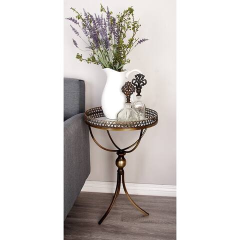 Brass Metal Traditional Accent Table 24 x 16 x 16