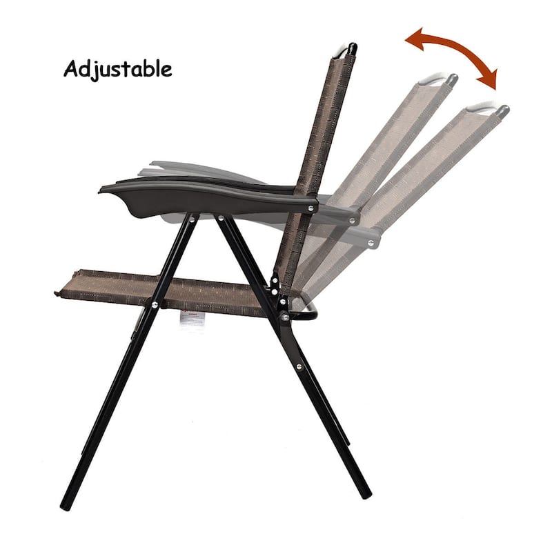 Gymax 4PCS Adjustable Folding Fabric Chair Powder Coated Steel Tube - 21'' x 27'' x 35.5''