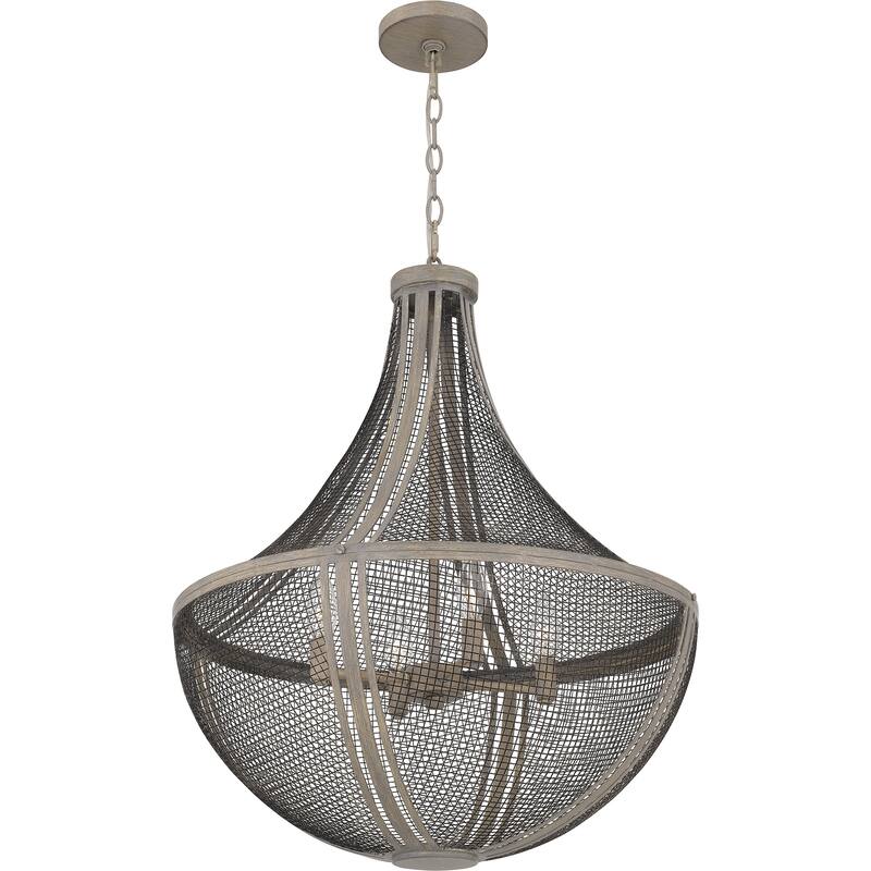 Hallie 4-Light Distressed Grey Wood Pendant Light