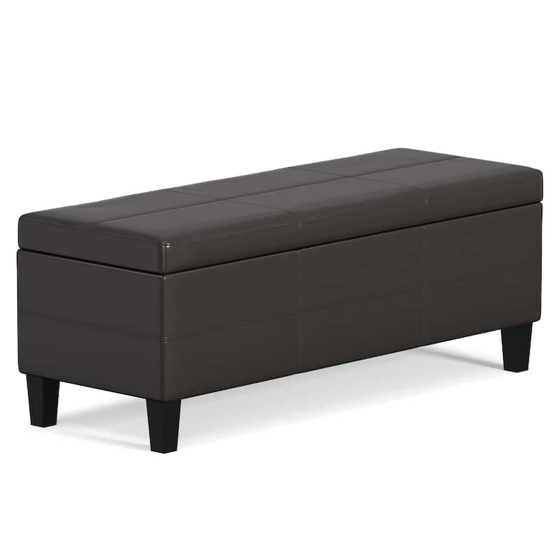 WYNDENHALL Halsey 48 inch Wide Contemporary Rectangle Ottoman Bench in Faux Leather