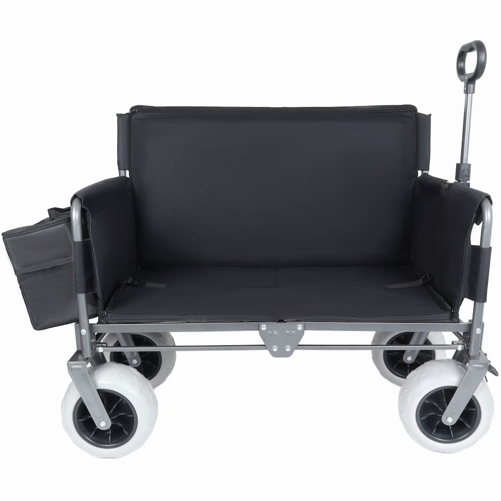 3-in-1 Heavy-Duty Folding Wagon Cart with Bench Seat - 500lb Capacity, 180L Storage & All-Terrain Wheels
