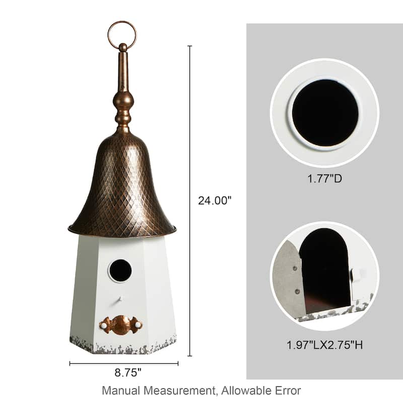 Glitzhome 24"H Bell Roof Decorative Outdoor Garden Birdhouse - 8.75''L X 8.75''W X 24.00''H