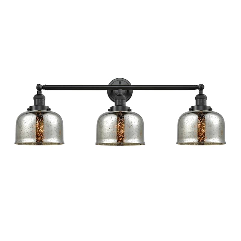 Innovations Lighting Large Bell 3 Light 32" Wide Bathroom Vanity Light - Oil Rubbed Bronze / Silver Plated Mercury