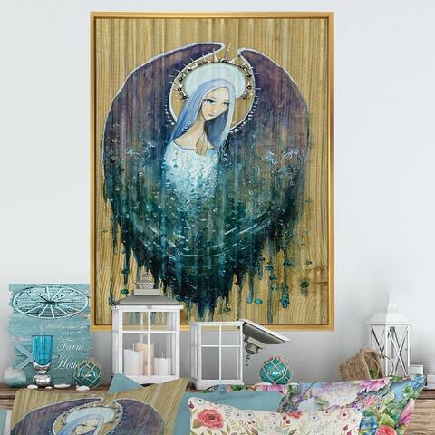 Designart 'Religious Angel Klimt Art II' Traditional Framed Canvas Wall Art