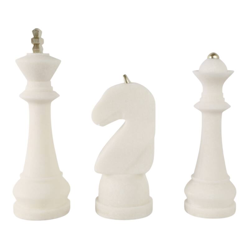 Polyresin Decorative Objects Chess Design (Set of 3) - 16/14/13" White - 5" x 5" x 16"