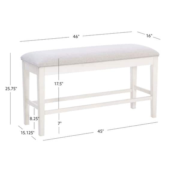 Linon Mckee White Upholstered Storage Counter Dining Bench