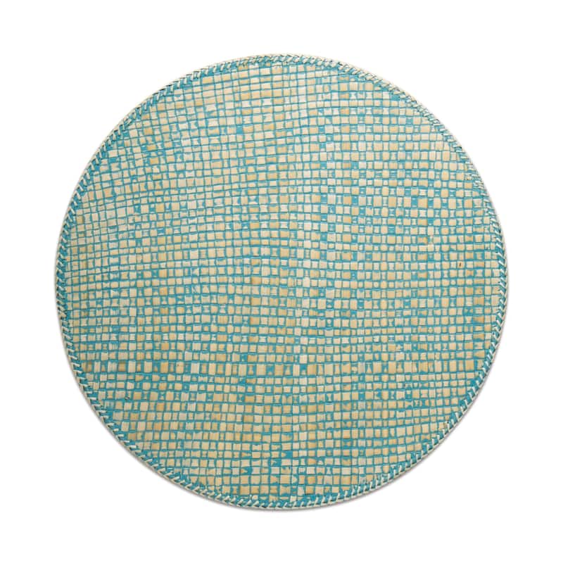 Pantai Aqua Blue Paper Placemat - 15" Diameter, Wipe Clean, Everyday Use, Perfect for Dining and Entertaining