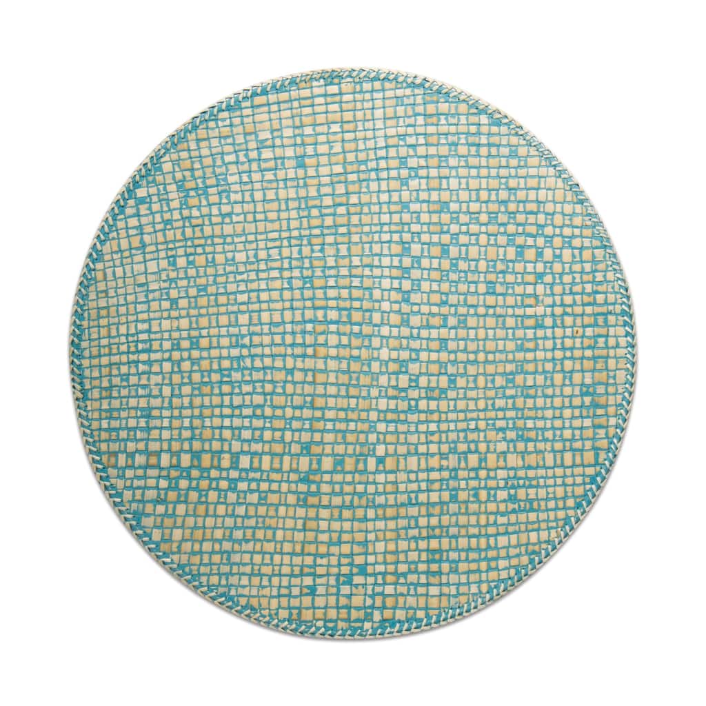 Pantai Aqua Blue Paper Placemat - 15" Diameter, Wipe Clean, Everyday Use, Perfect for Dining and Entertaining