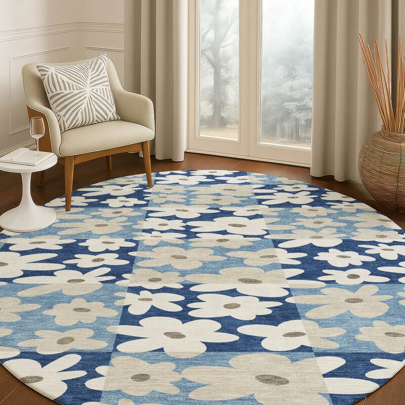 Machine Washable Indoor/ Outdoor Floral Krissy Chantille Rug