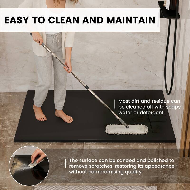 SMC Alcove Shower Pan Base with Reversible Drain, Low Profile, Wheelchair Access, Slip-Resistant, cUPC Certified