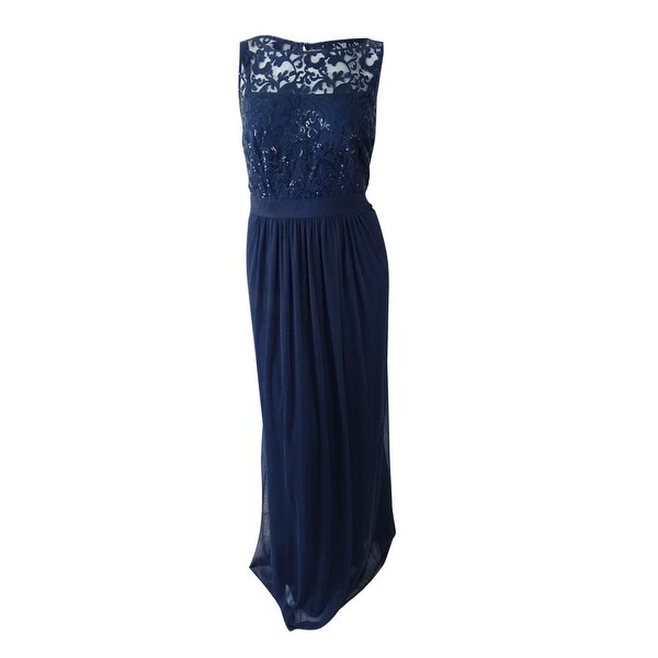 adrianna papell navy sequin gown