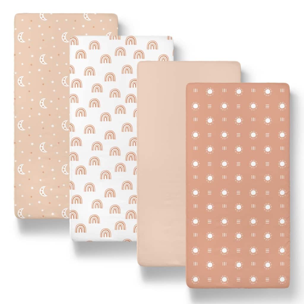 The Peanutshell Boho Bassinet Crib Sheet 4 Pack Set