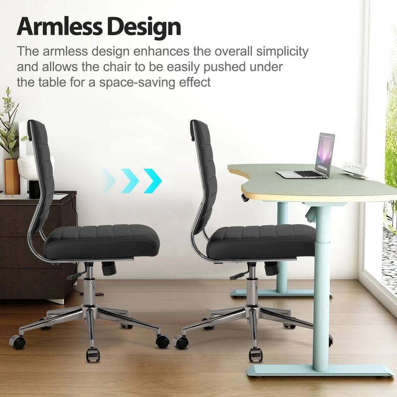Armless Ergonomic Office Chair Modern Swivel Chair for Home & Office