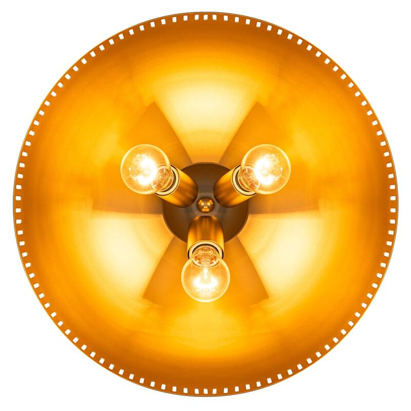 Modern Dome Pendant Light with Gold Interior Kitchen Lamp - Dia.16-in