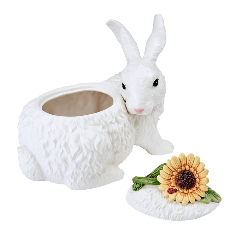 Fitz and Floyd Sunflower Rabbits Cookie Jar, 2 Quarts - N/A