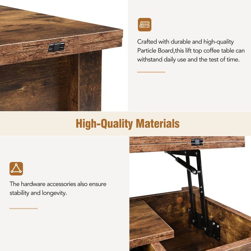 Living Room Wood Coffee Table with Lift Top,Modern Cocktail Table with Storage Shelves